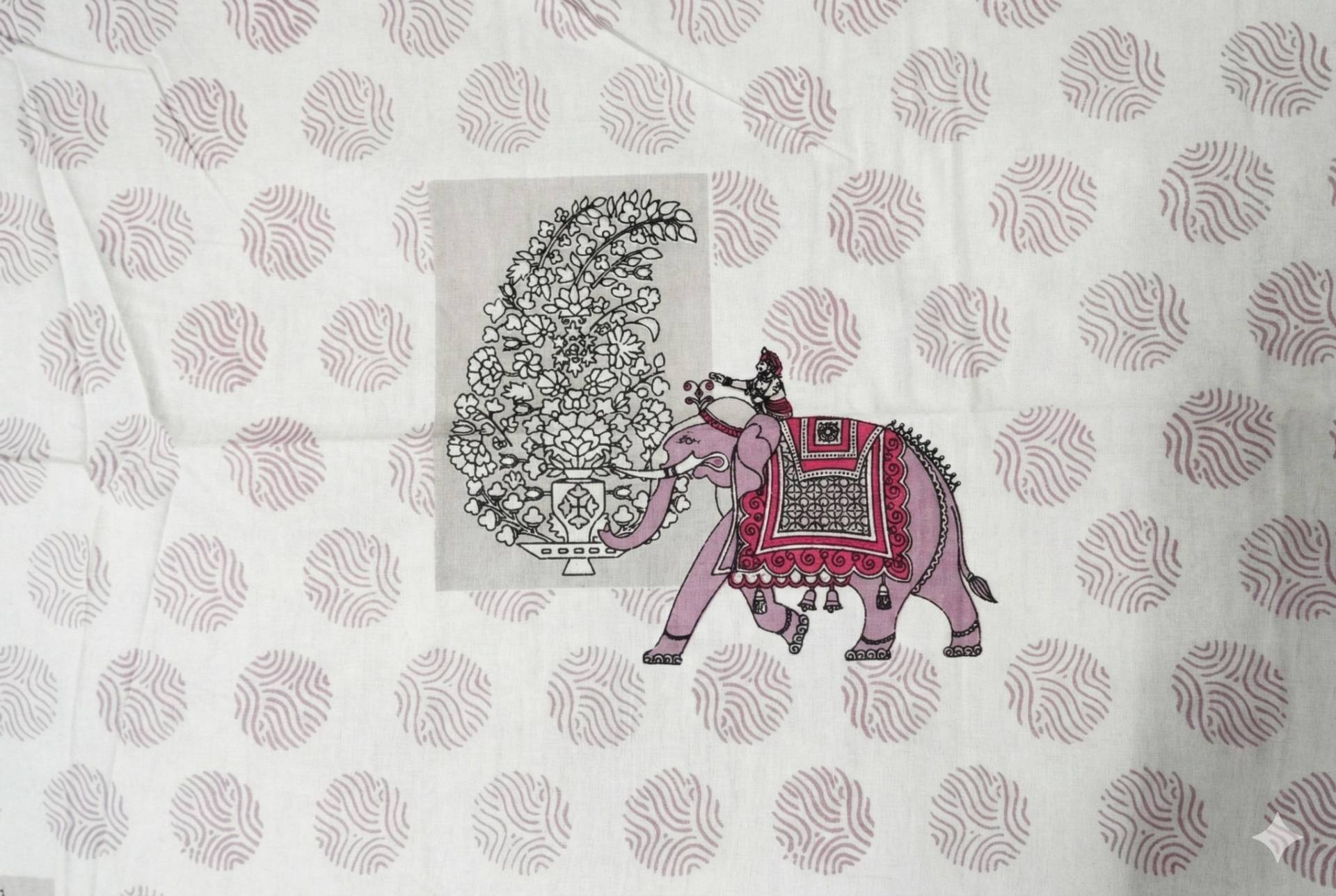 Ivory Elephant Motif Ethnic Cotton Bedsheet Set – Ivory Kaibee (photo 2 of 4) – KaiBee