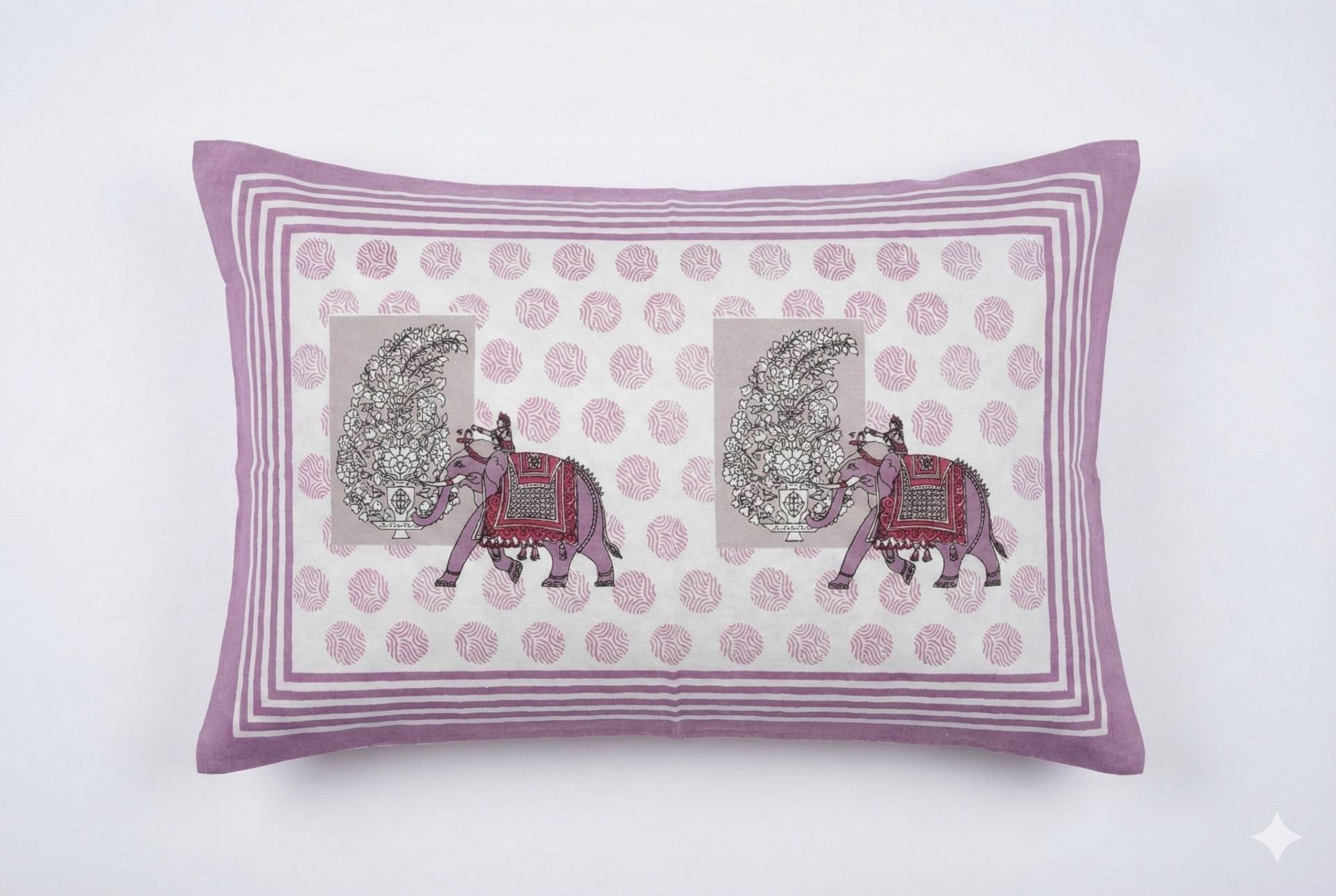 Ivory Elephant Motif Ethnic Cotton Bedsheet Set – Ivory Kaibee (photo 3 of 4) – KaiBee