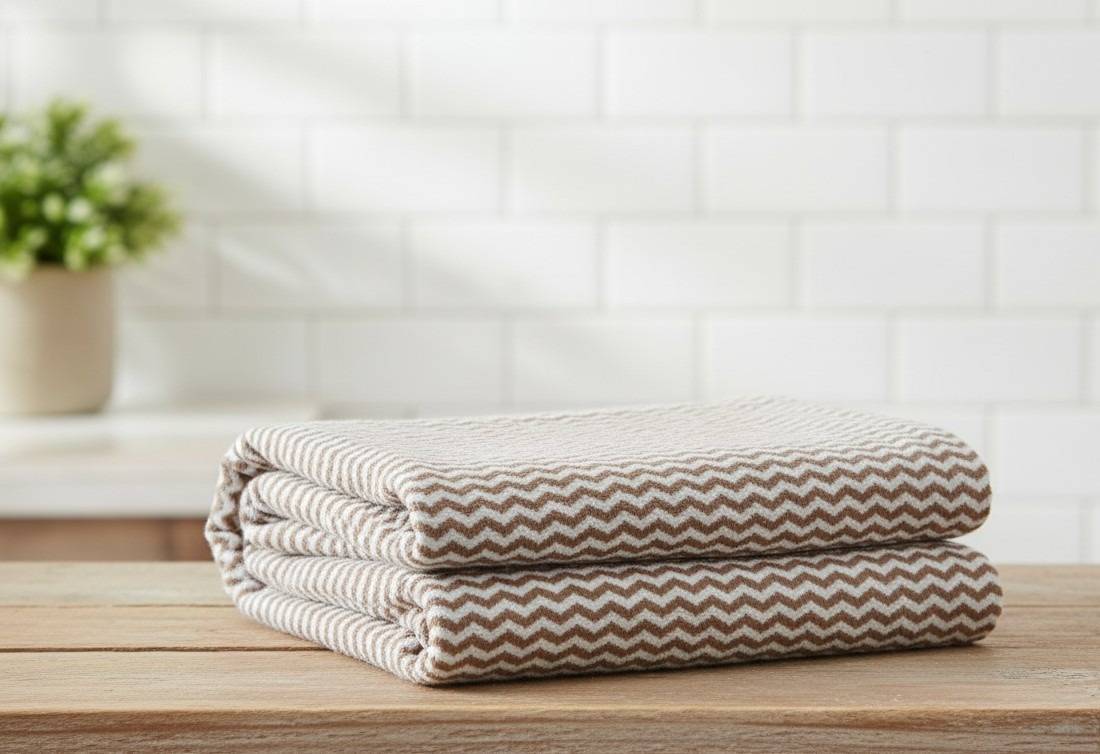 Soft Brown Zigzag Pattern Baby Bath Towel – Brown Kaibee (photo 2 of 3) – KaiBee
