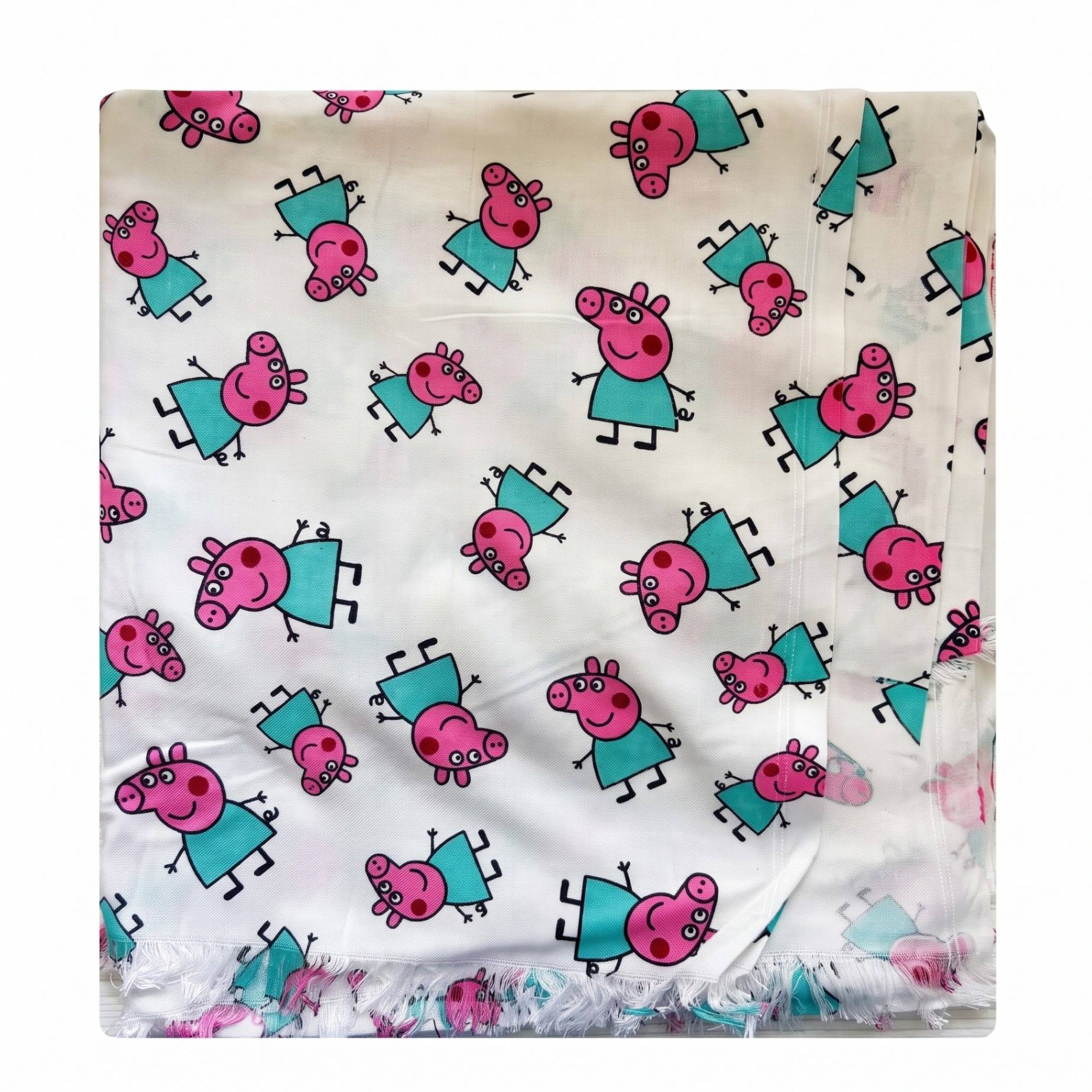 Printed Cotton Shawl With Piggy – White Kaibee (photo 2 of 2) – KaiBee