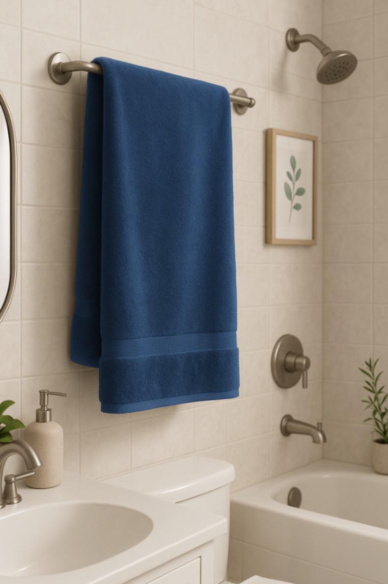 Blue Cotton Bath Towel