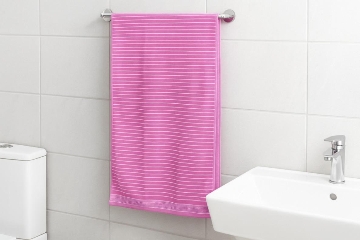 Striped Pink Cotton Bath Towel