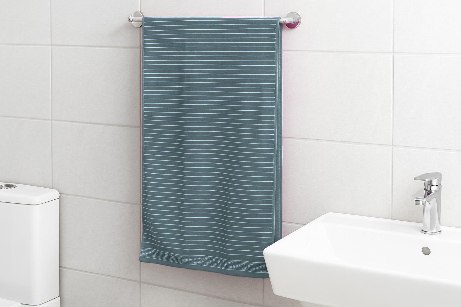 Striped Turquoise Cotton Bath Towel