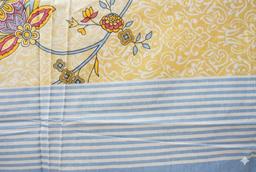 Floral Bedsheet with Ethnic Motifs – custard & blue Kaibee (photo 2 of 3) – KaiBee