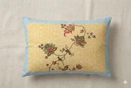 Floral Bedsheet with Ethnic Motifs – custard & blue Kaibee (photo 3 of 3) – KaiBee