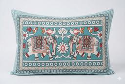 Bedsheet with Elephant & Floral Motifs – Cyan Kaibee (photo 2 of 3) – KaiBee