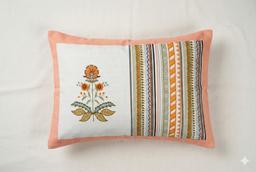 Bedsheet with Floral and Striped Design – green & saffron mix Kaibee (photo 2 of 4) – KaiBee