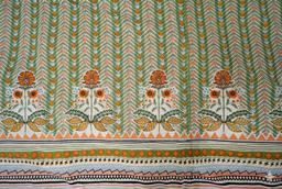 Bedsheet with Floral and Striped Design – green & saffron mix Kaibee (photo 3 of 4) – KaiBee