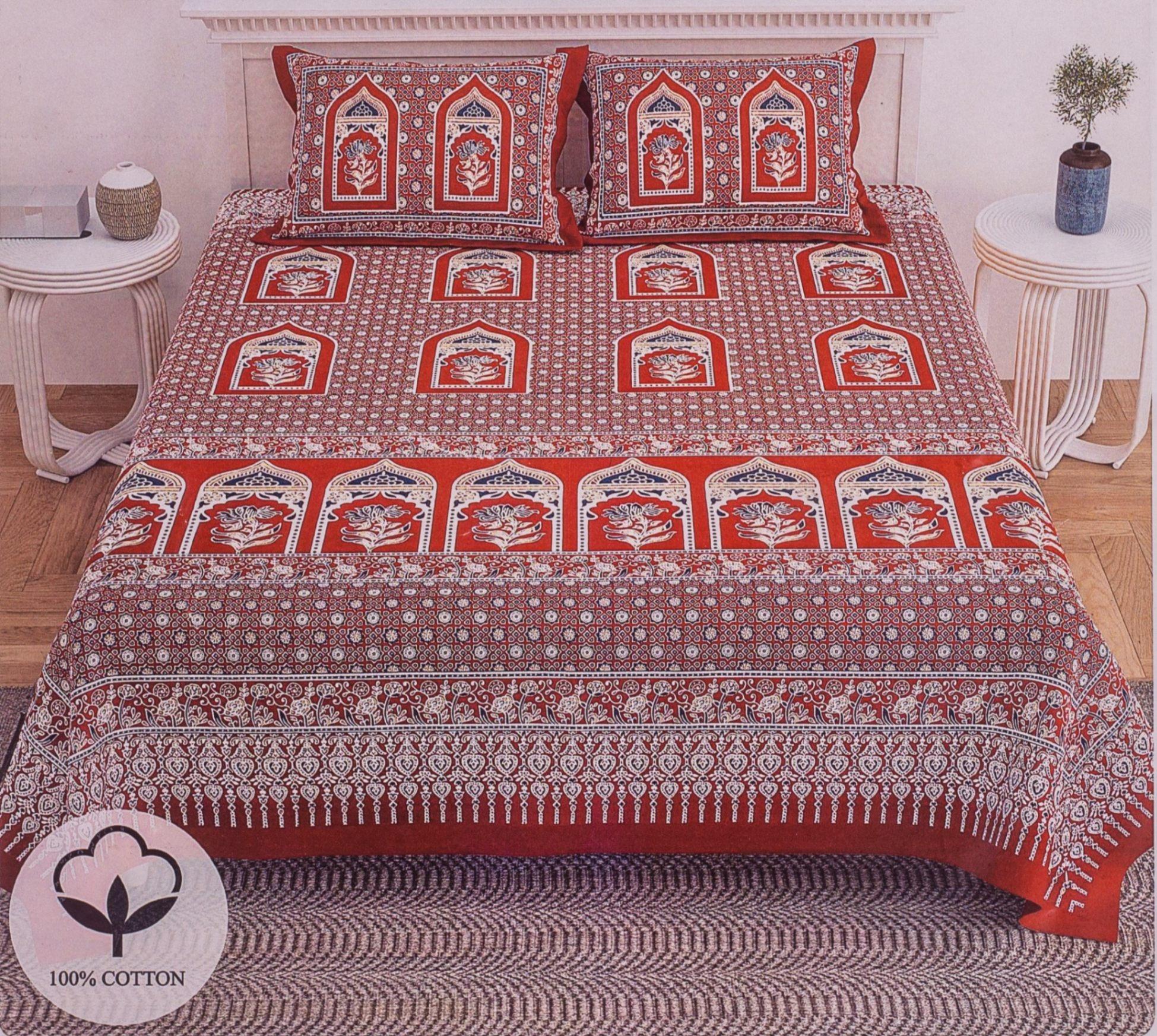 Floral Arch Print King Size Cotton Bedsheet