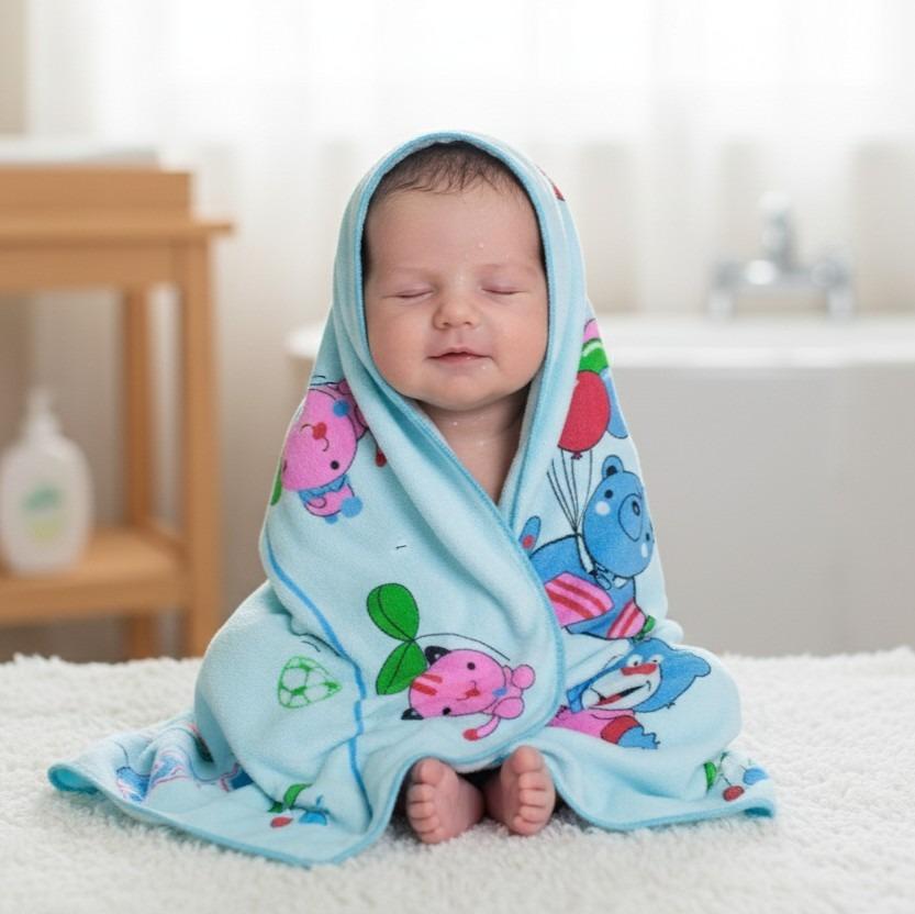 Blue Happy Tunny Cartoon Baby Bath Towel