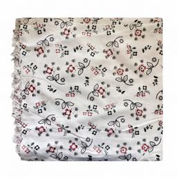 Printed Cotton Shawl With Tiny Flowers – White Kaibee (photo 2 of 2) – KaiBee