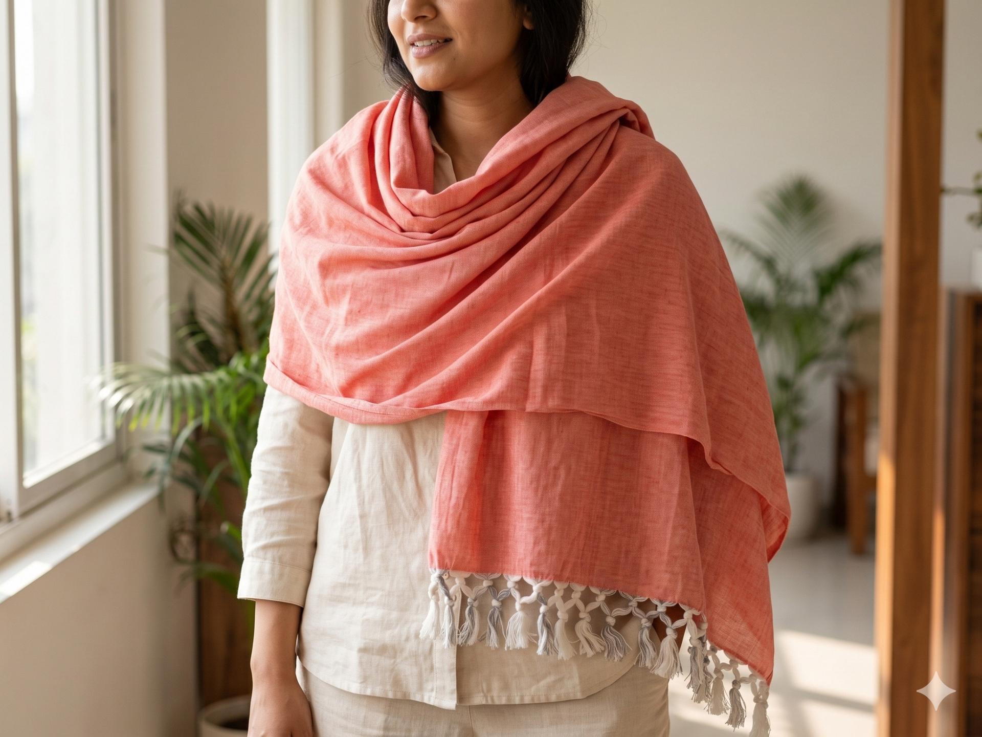 Premium Cotton Shawl Peach Color
