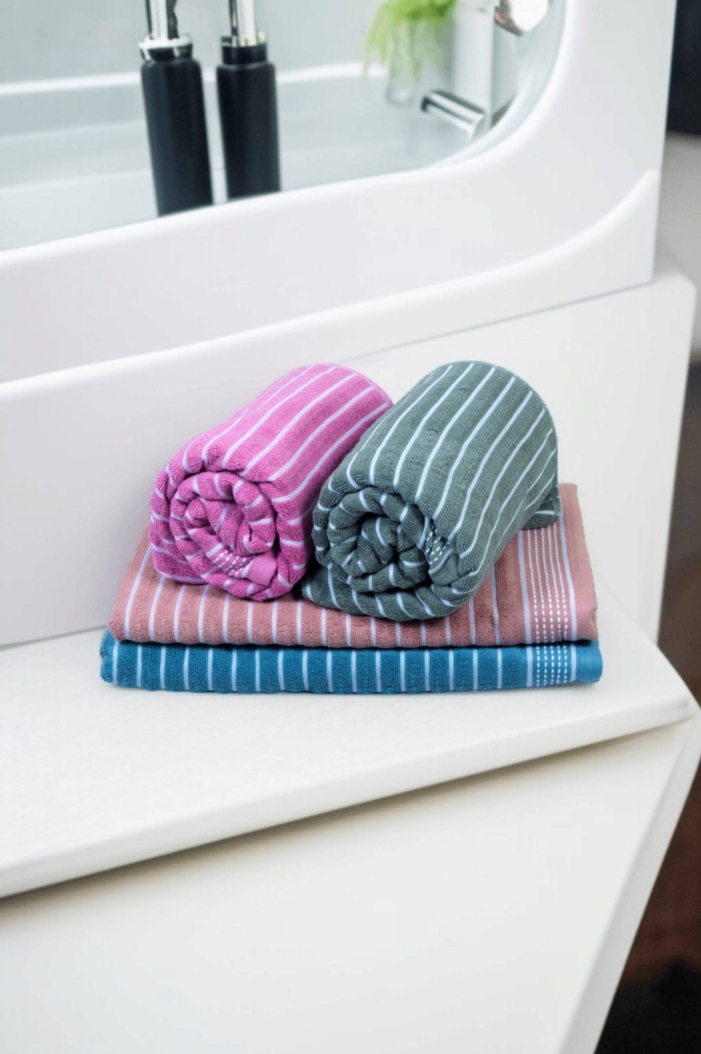 Striped Skin Cotton Bath Towel – Kaibee (photo 2 of 4) – KaiBee