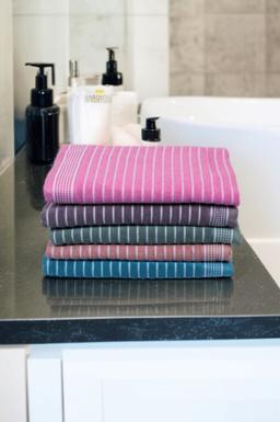 Striped Turquoise Cotton Bath Towel – Kaibee (photo 3 of 4) – KaiBee