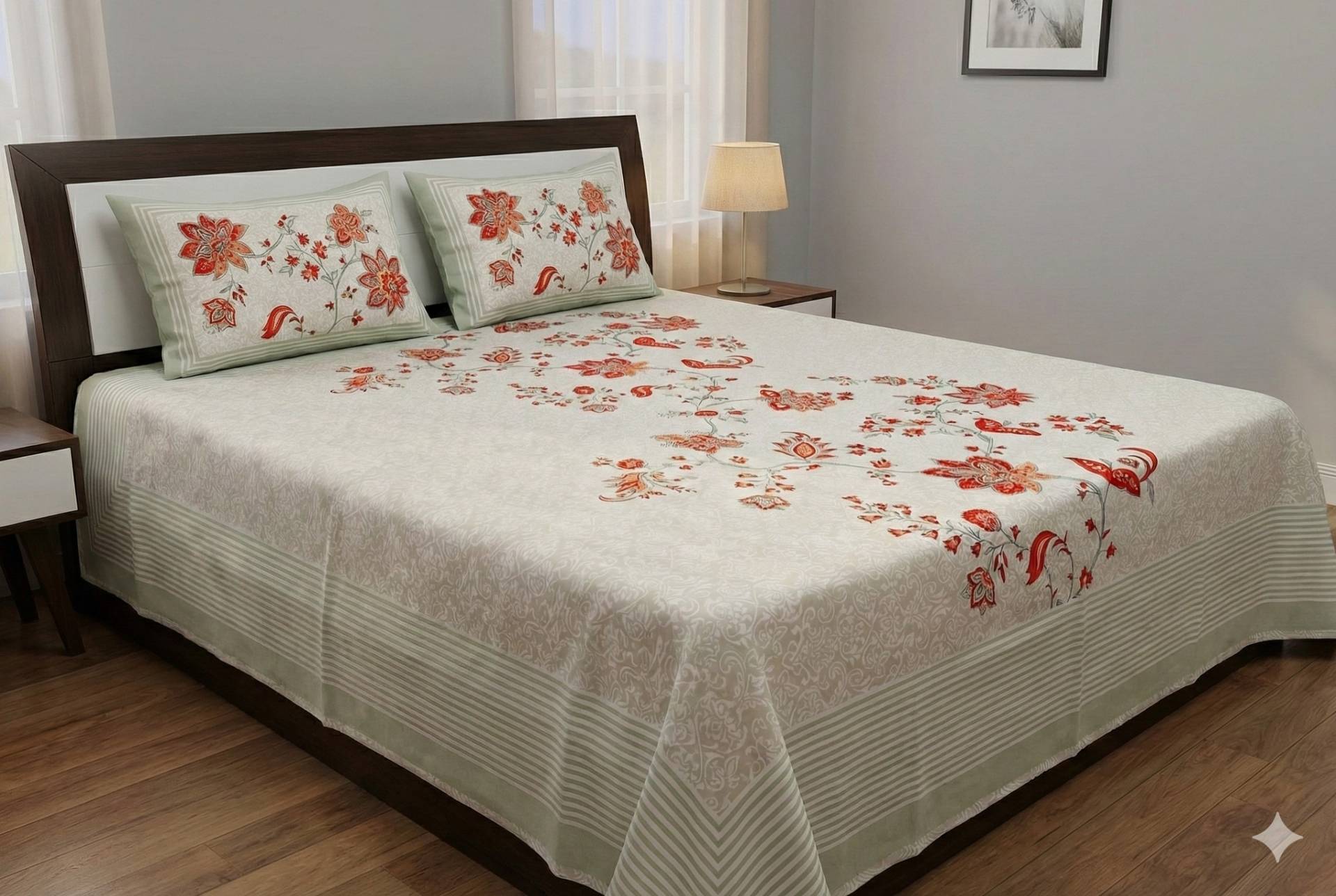 Floral Bedsheet with Ethnic Motifs – mix Kaibee (photo 1 of 3) – KaiBee