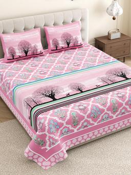 Bedsheet with Tree Silhouette & Floral Print – pink Kaibee (photo 1 of 2) – KaiBee