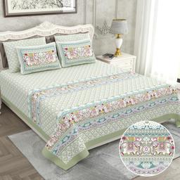 Bedsheet with Elephant & Floral Motifs – Kaibee – KaiBee