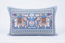 Bedsheet with Elephant & Floral Motifs – Blue Kaibee (photo 2 of 3) – KaiBee