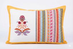 Bedsheet with Floral and Striped Design – Yellow Kaibee (photo 2 of 3) – KaiBee