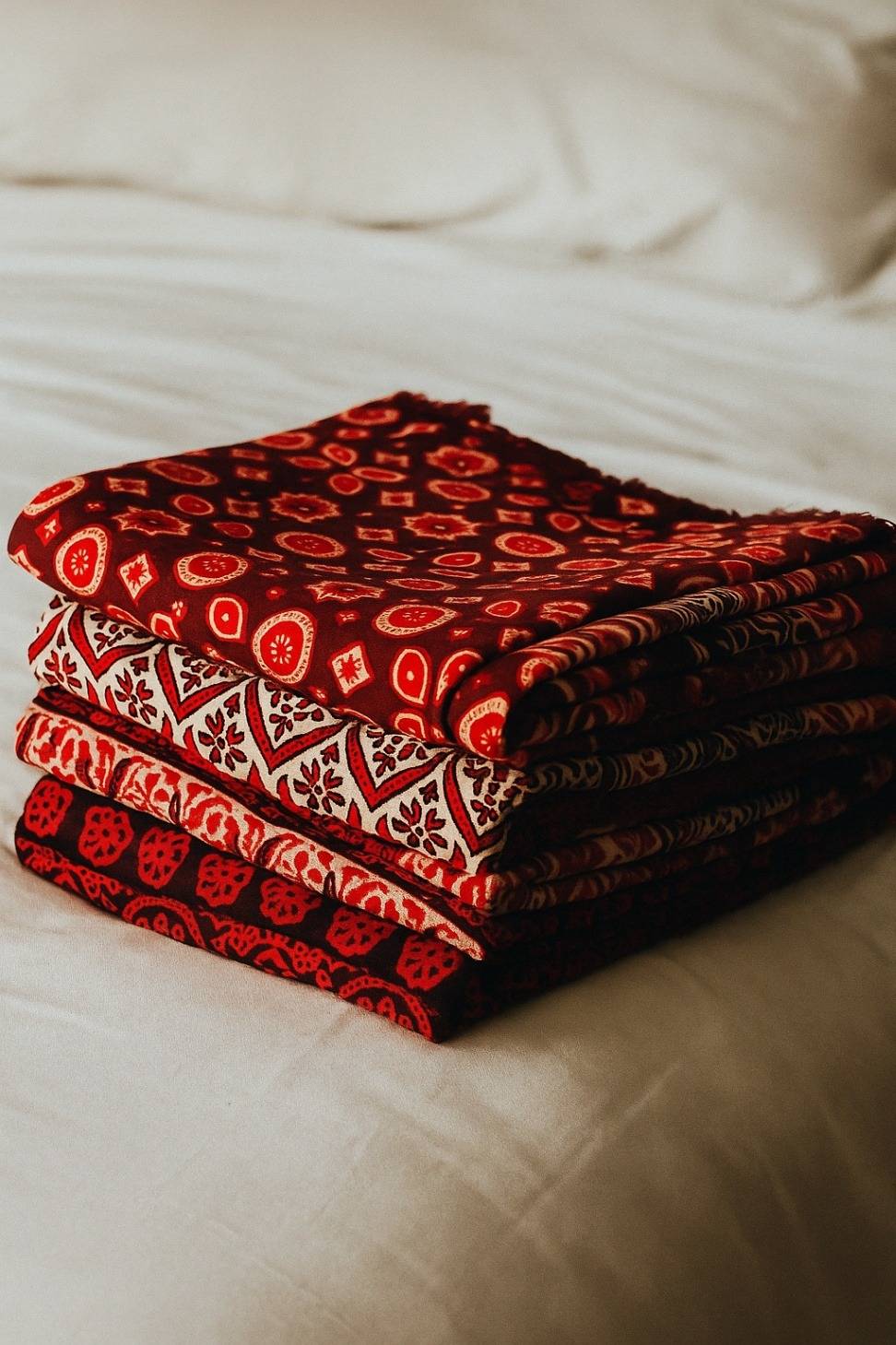 Ajrakh Cotton Shawl – Maroon Red Kaibee (photo 4 of 4) – KaiBee