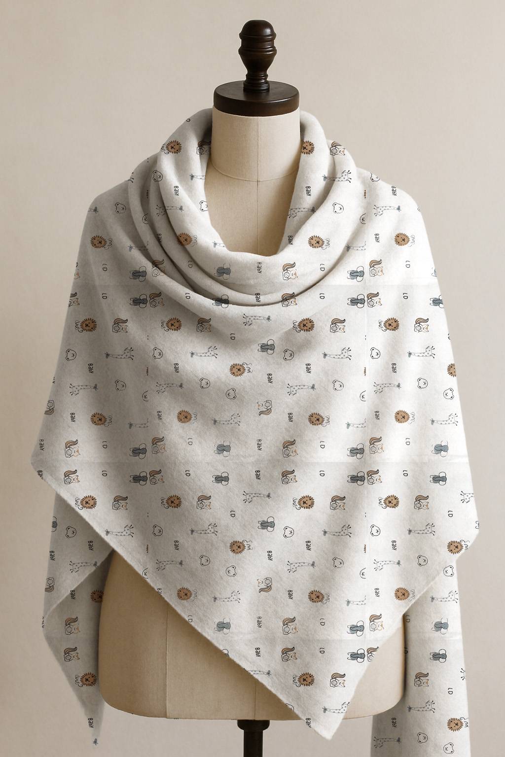 Printed Cotton Shawl With Animals – White Kaibee (photo 1 of 2) – KaiBee