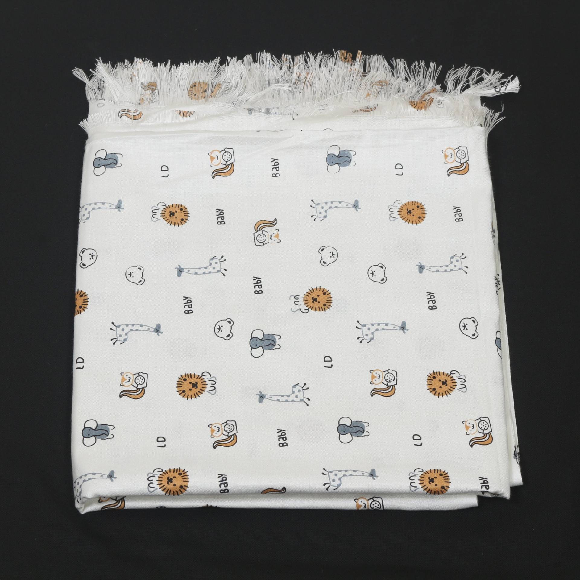 Printed Cotton Shawl With Animals – White Kaibee (photo 2 of 2) – KaiBee