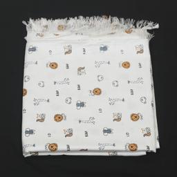 Printed Cotton Shawl With Animals – White Kaibee (photo 2 of 2) – KaiBee