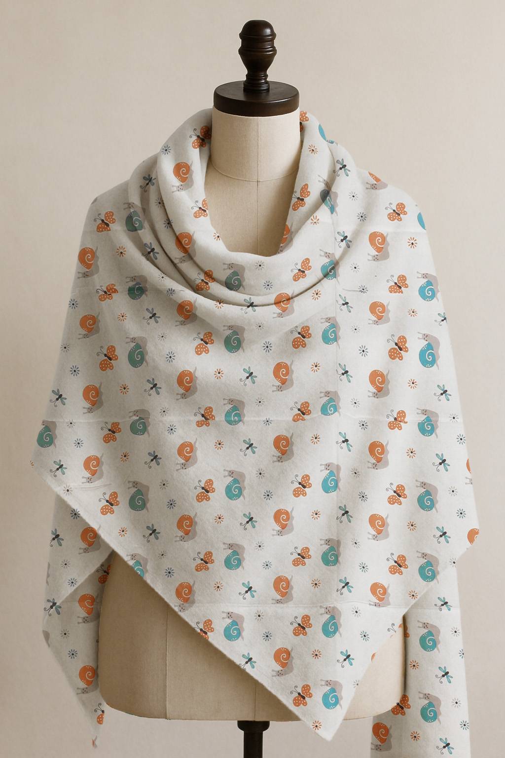 Printed Cotton Shawl With Butterfly – White Kaibee (photo 1 of 2) – KaiBee