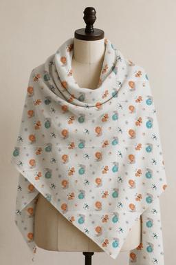 Printed Cotton Shawl With Butterfly – White Kaibee (photo 1 of 2) – KaiBee