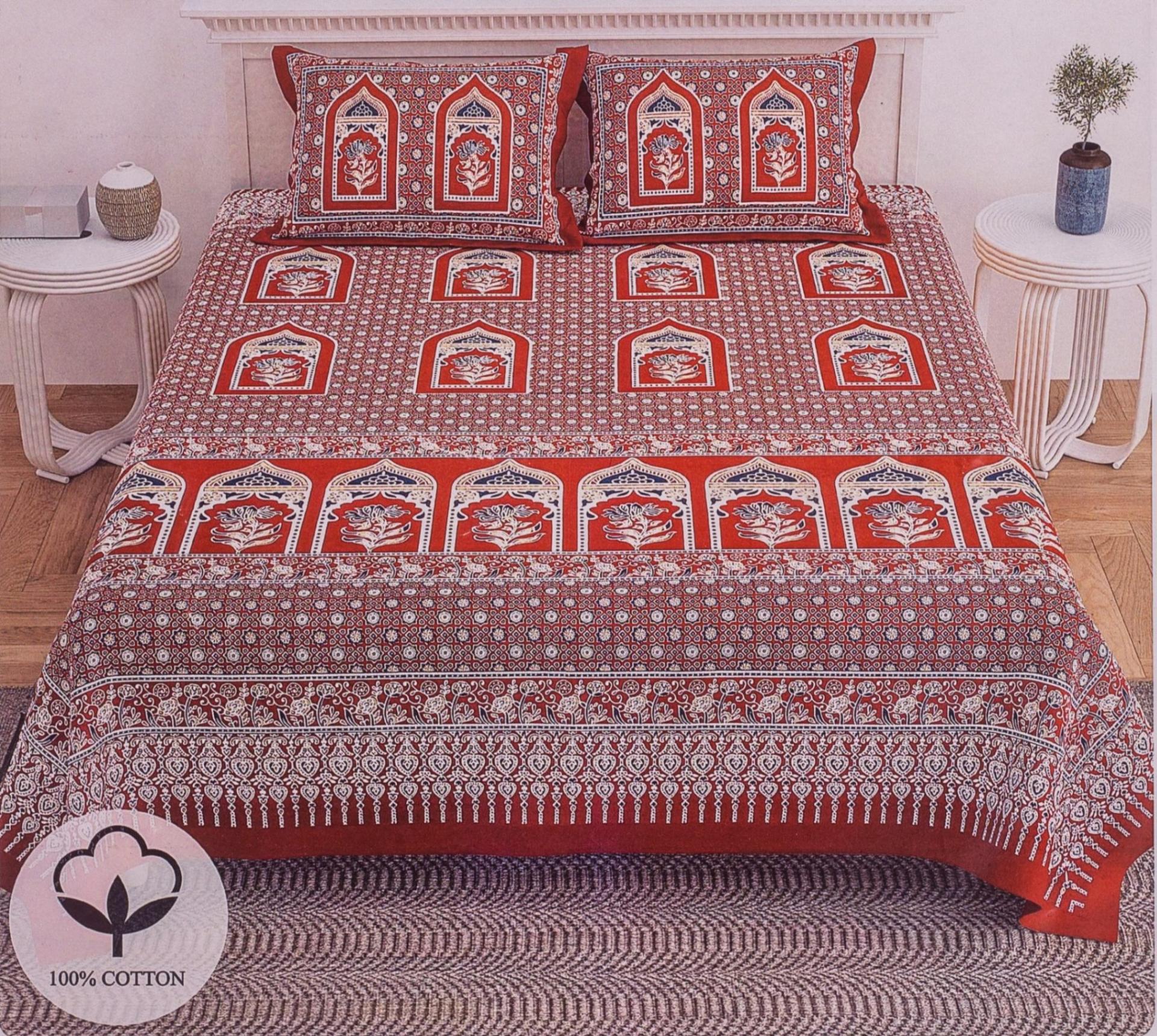 Floral Arch Print King Size Cotton Bedsheet
