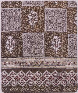 Beige Checkered Floral Print Cotton King Size Bedsheet – Beige Kaibee (photo 2 of 2) – KaiBee