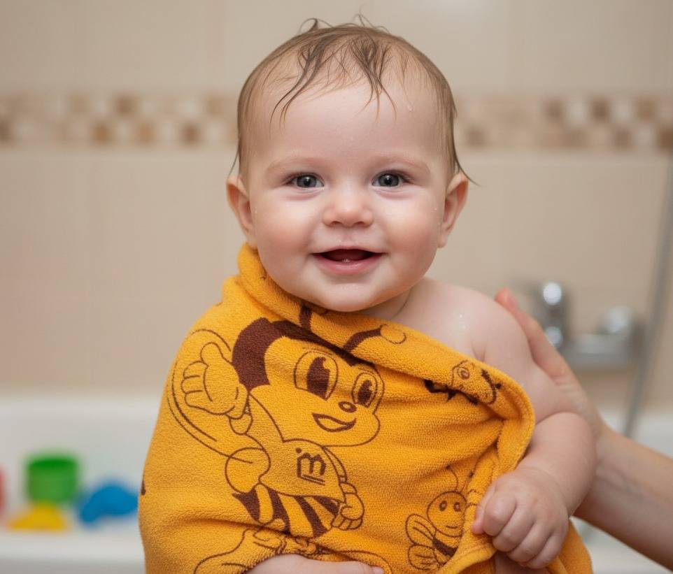 Yellow Cartoon Bee Design Baby Bath Towel – Yellow Kaibee (photo 1 of 3) – KaiBee
