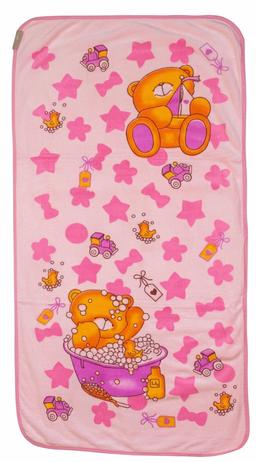 Soft Pink Cartoon Print Baby Bath Towel – Pink Kaibee (photo 2 of 3) – KaiBee