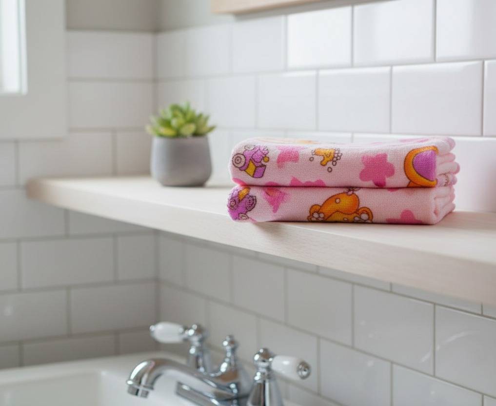 Soft Pink Cartoon Print Baby Bath Towel – Pink Kaibee (photo 3 of 3) – KaiBee