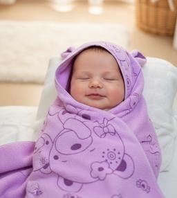 Purple Cartoon Print Soft Baby Bath Towel – Purple Kaibee (photo 1 of 3) – KaiBee