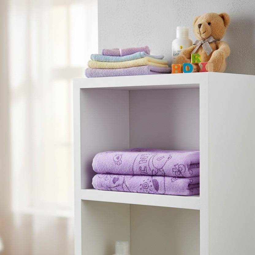 Purple Cartoon Print Soft Baby Bath Towel – Purple Kaibee (photo 2 of 3) – KaiBee