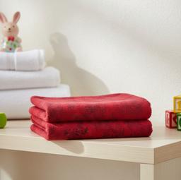 Soft Red Floral Print Baby Bath Towel – Red Kaibee (photo 2 of 3) – KaiBee
