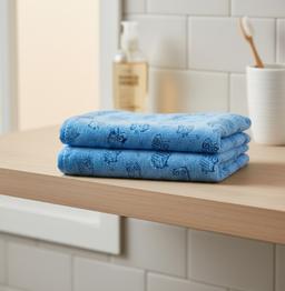 Soft Blue Cartoon Owl Print Baby Bath Towel – Blue Kaibee (photo 2 of 3) – KaiBee