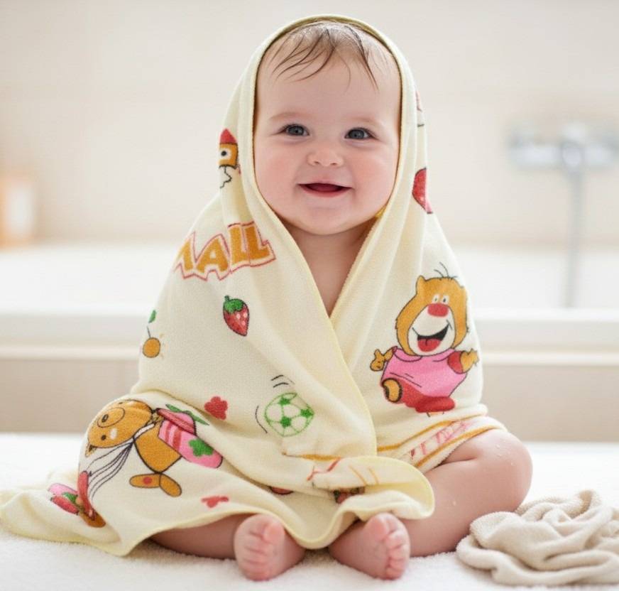 Yellow Happy Tunny Cartoon Baby Bath Towel – Yellow Kaibee (photo 1 of 3) – KaiBee