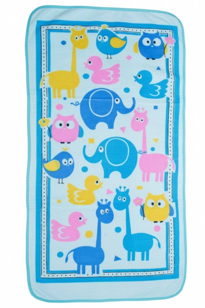 Blue Animal Safari Cartoon Print Baby Bath Towel – Blue Kaibee (photo 3 of 3) – KaiBee