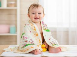 Cute Bunny and Bird Garden Print Baby Bath Towel – Yellow Kaibee (photo 1 of 3) – KaiBee