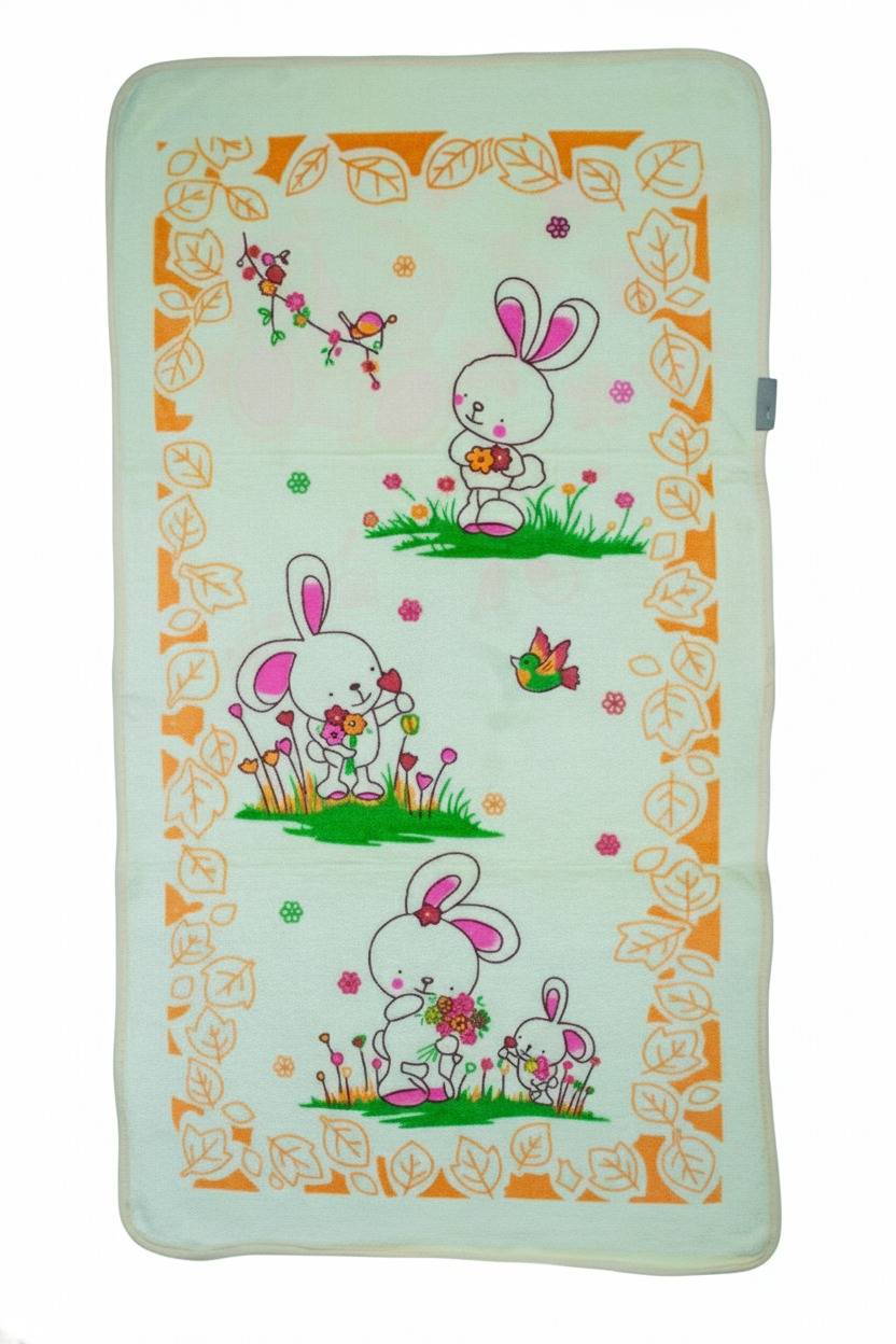 Cute Bunny and Bird Garden Print Baby Bath Towel – Yellow Kaibee (photo 3 of 3) – KaiBee