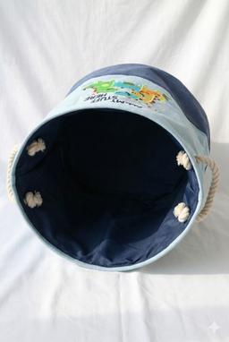 Dinosaur Print Fabric Laundry Bag with Rope Handles – blue Kaibee (photo 3 of 3) – KaiBee