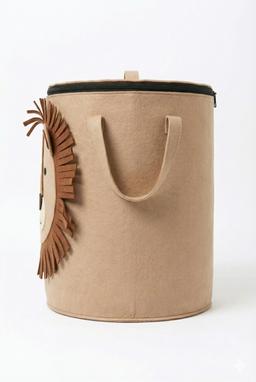 Lion Face Fabric Laundry Bag with Zip Closure – beige Kaibee (photo 2 of 3) – KaiBee