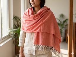 Premium Cotton Shawl Peach Color – Peach Kaibee (photo 1 of 3) – KaiBee
