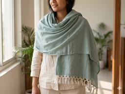 Premium Cotton Shawl Blue Color – Water Blue Kaibee (photo 1 of 3) – KaiBee