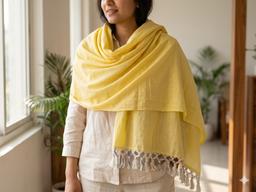 Premium Cotton Shawl Yellow Color – Yellow Kaibee (photo 1 of 3) – KaiBee